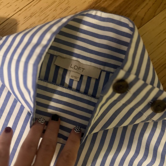 Perfectly Preppy Loft Striped Blouse with Full Button sleeve - Picture 5 of 8